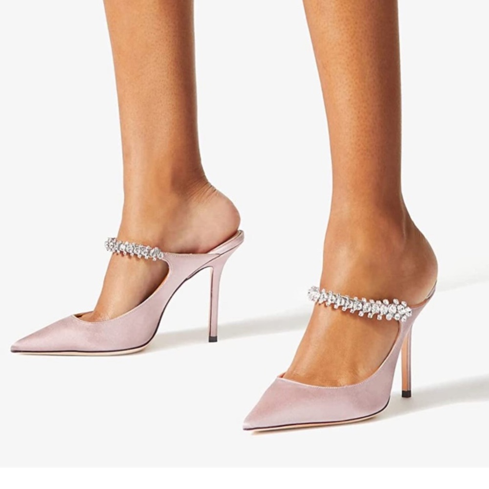 Satin nude heeled mules